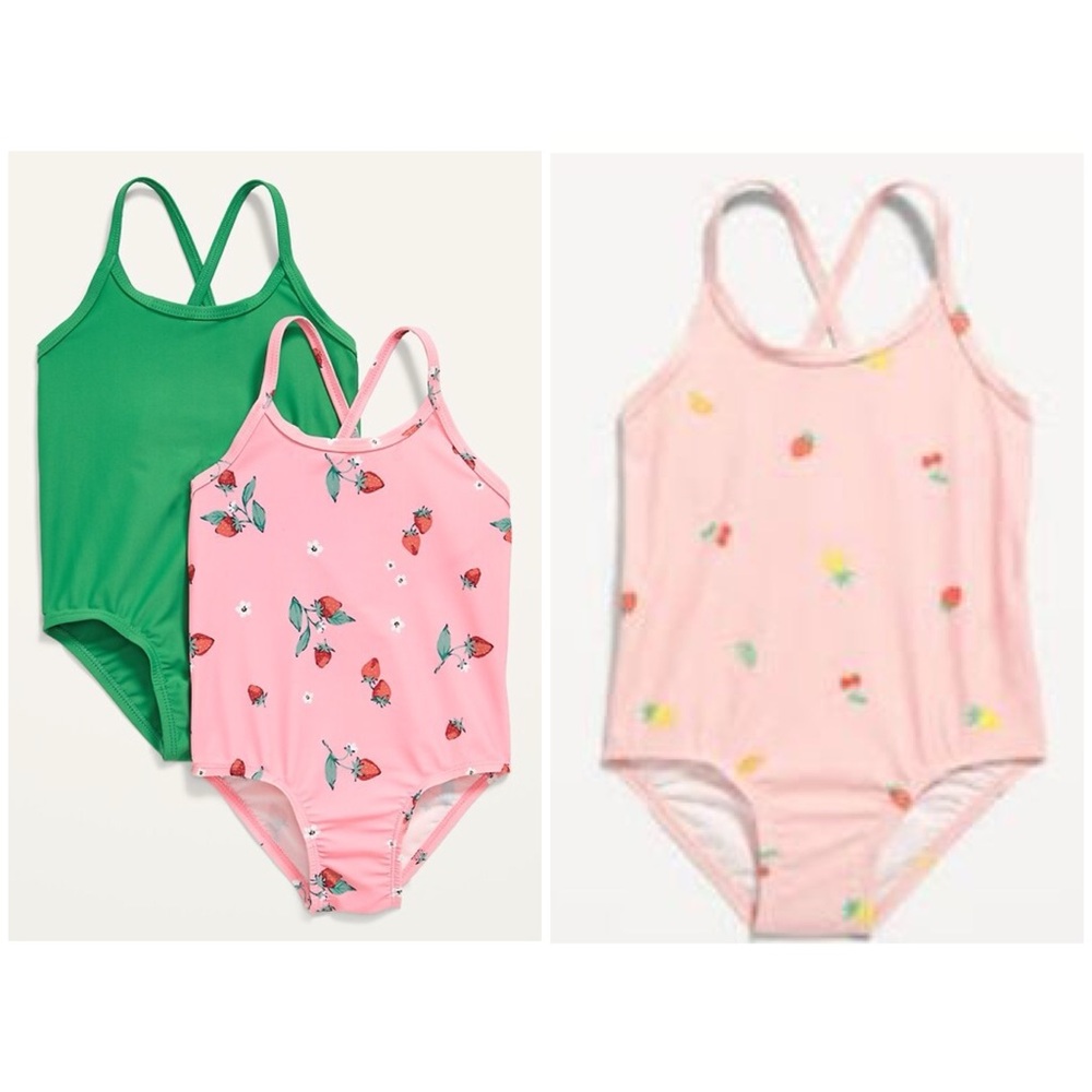 3 Old Navy Swimsuits 2T toddler, girls swim, set bundle one piece 2 little girl